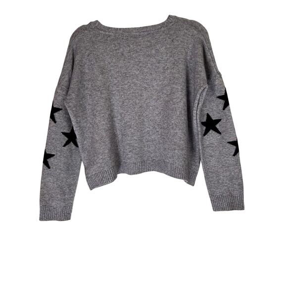 Theo Spence Gray Black w/Star Print Oversized Long Sleeve Sweater Top Size M - Picture 4 of 9